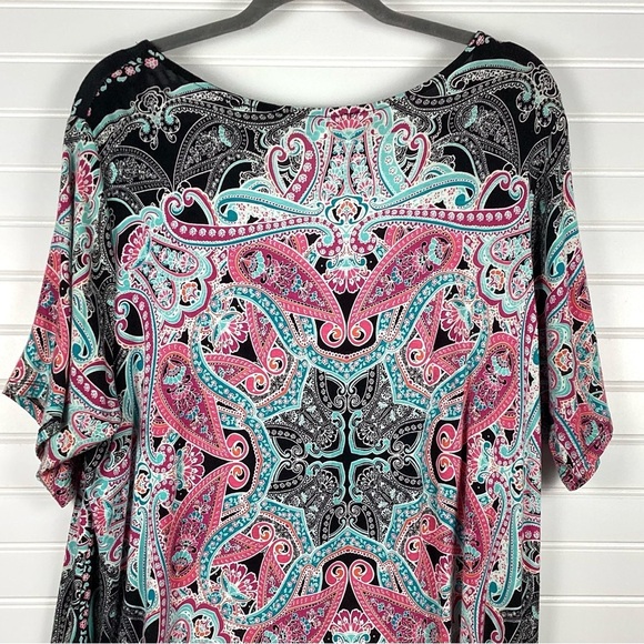 Rose & Olive Floral Short Sleeved Top -Size 1X - Picture 6 of 8